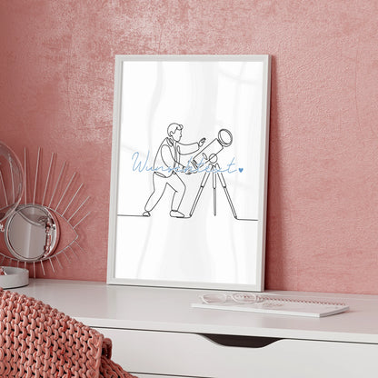 Lineart Poster Astronomie Geschenk Sohn & Bruder für Astronom Astronomin astronomy