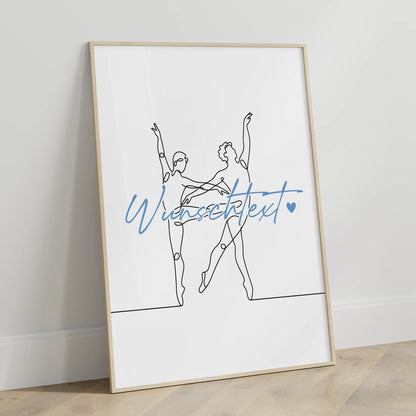 Personalisiertes Poster Lineart Ballett Geschenk Sohn & Bruder für Balletttänzer Balletttänzerin ballet