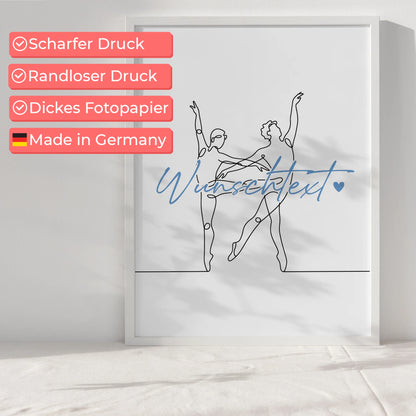 Personalisiertes Poster Lineart Ballett Geschenk Sohn & Bruder für Balletttänzer Balletttänzerin ballet