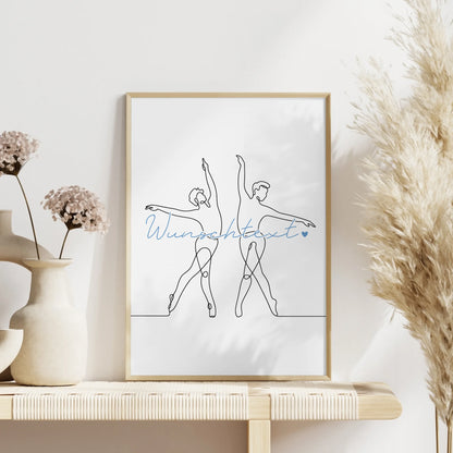 Lineart Poster Personalisiert Ballett Geschenk Sohn & Bruder für Balletttänzer Balletttänzerin ballet
