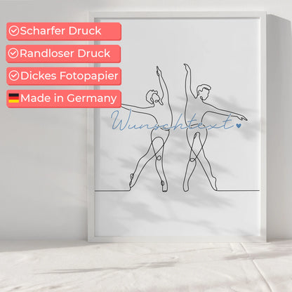 Lineart Poster Personalisiert Ballett Geschenk Sohn & Bruder für Balletttänzer Balletttänzerin ballet