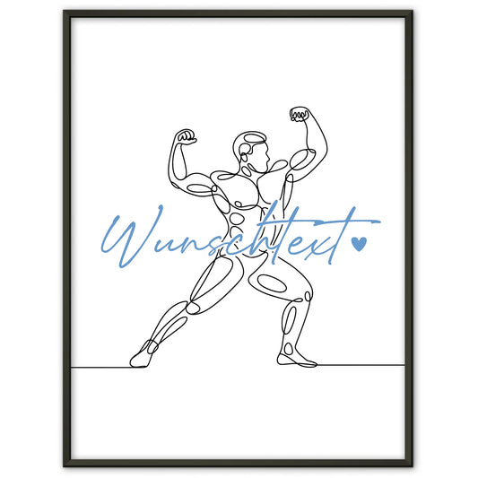Lineart Poster Personalisiert Bodybuilding Geschenk Sohn & Bruder für Bodybuilder Bodybuilderin Bodybuilding