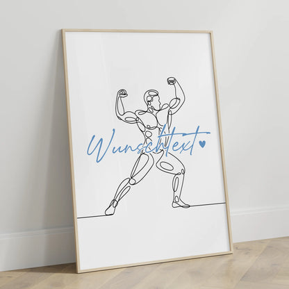 Lineart Poster Personalisiert Bodybuilding Geschenk Sohn & Bruder für Bodybuilder Bodybuilderin Bodybuilding