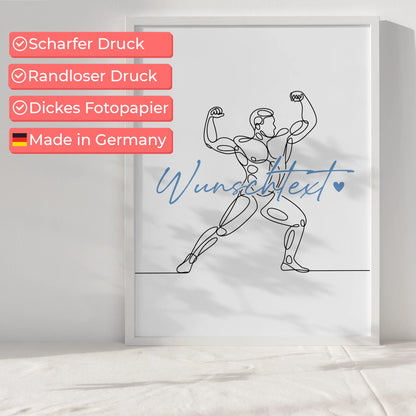 Lineart Poster Personalisiert Bodybuilding Geschenk Sohn & Bruder für Bodybuilder Bodybuilderin Bodybuilding