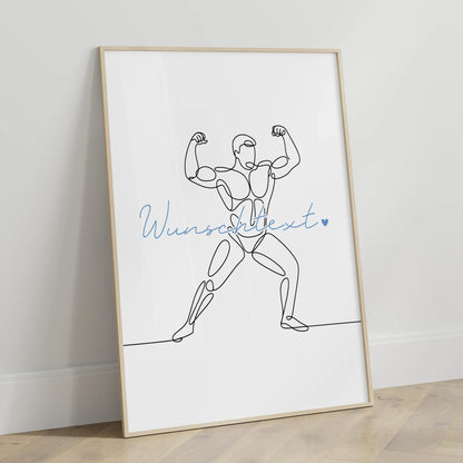 Lineart Poster Bodybuilding Geschenk Sohn & Bruder für Bodybuilder Bodybuilderin Bodybuilding