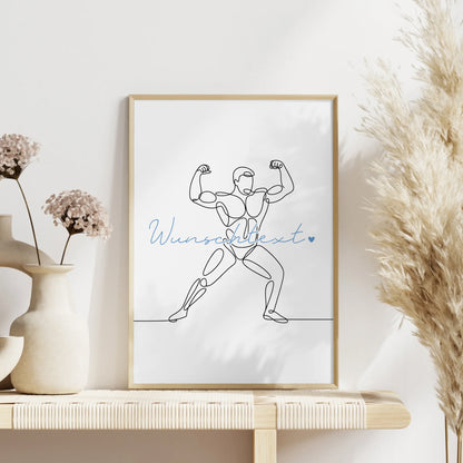 Lineart Poster Bodybuilding Geschenk Sohn & Bruder für Bodybuilder Bodybuilderin Bodybuilding