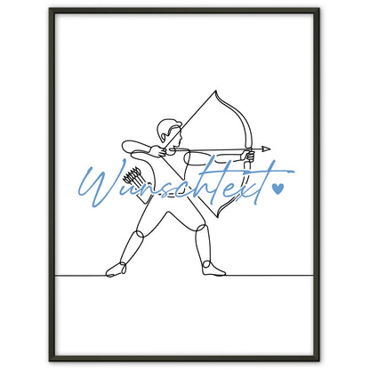 Personalisiertes Poster Lineart Bogenschießen Geschenk Sohn & Bruder für Bogenschütze Bogenschützin Archery