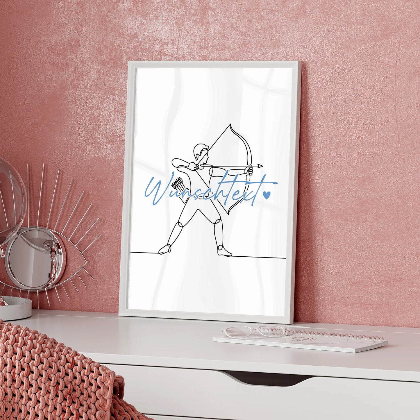 Personalisiertes Poster Lineart Bogenschießen Geschenk Sohn & Bruder für Bogenschütze Bogenschützin Archery