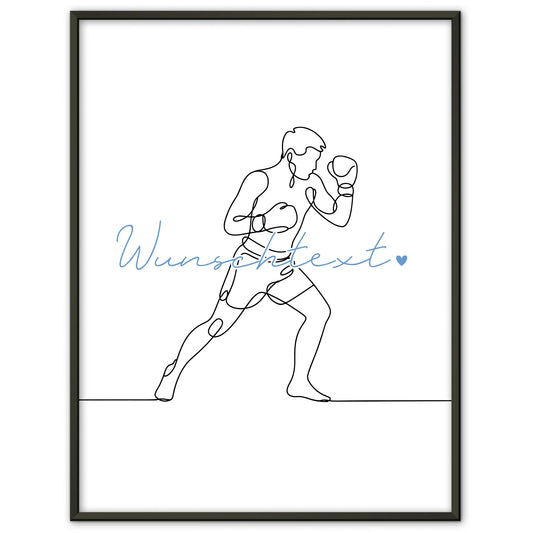Lineart Poster Personalisiert Boxen Geschenk Sohn & Bruder für Boxer Boxerin Boxing
