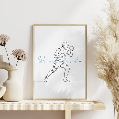 Lineart Poster Personalisiert Boxen Geschenk Sohn & Bruder für Boxer Boxerin Boxing