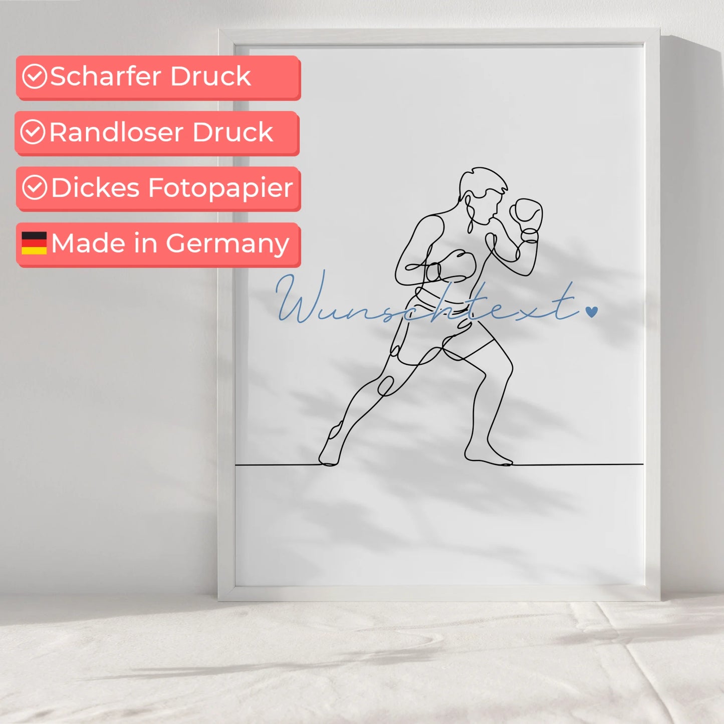 Lineart Poster Personalisiert Boxen Geschenk Sohn & Bruder für Boxer Boxerin Boxing