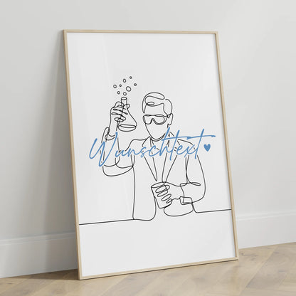 Lineart Poster Chemikant Geschenk Sohn & Bruder für Chemikant Chemikantin Chemist
