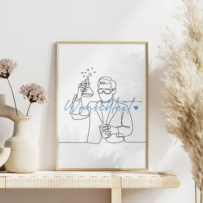 Lineart Poster Chemikant Geschenk Sohn & Bruder für Chemikant Chemikantin Chemist