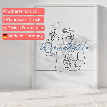 Lineart Poster Chemikant Geschenk Sohn & Bruder für Chemikant Chemikantin Chemist