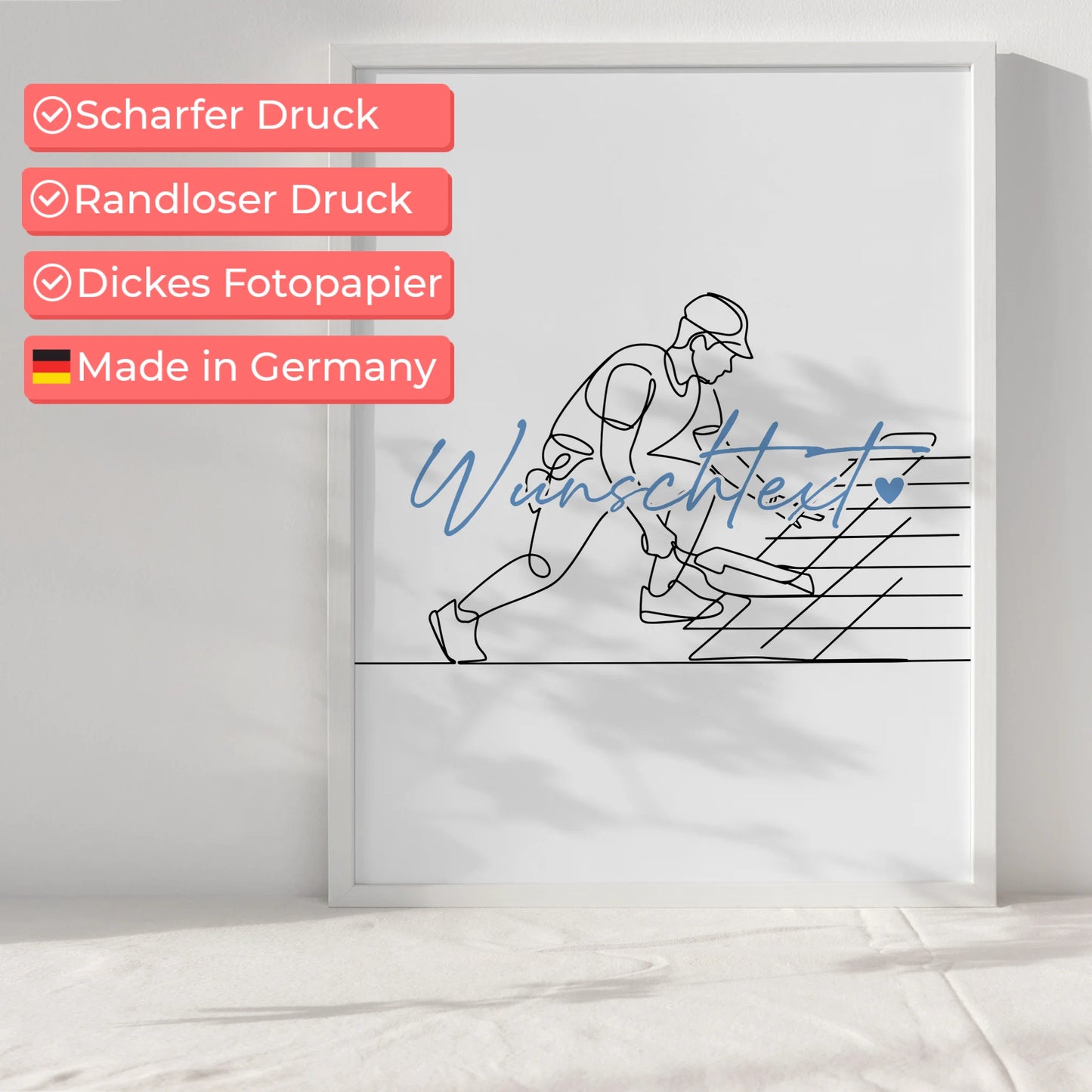 Lineart Poster Personalisiert Dachdecker Geschenk Sohn & Bruder für Dachdecker Dachdeckerin Roofer