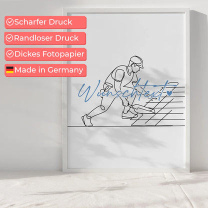 Lineart Poster Personalisiert Dachdecker Geschenk Sohn & Bruder für Dachdecker Dachdeckerin Roofer