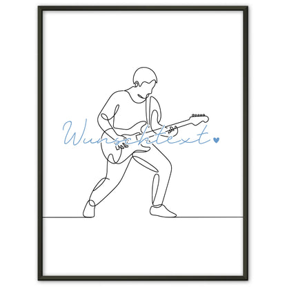 Lineart Poster E-Gitarre Geschenk Sohn & Bruder für E-Gitarrist E-Gitarristin Electric guitar