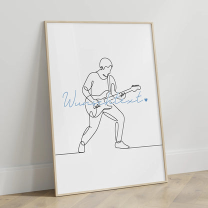 Lineart Poster E-Gitarre Geschenk Sohn & Bruder für E-Gitarrist E-Gitarristin Electric guitar