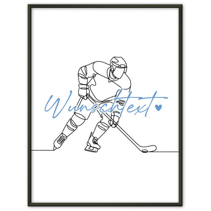 Personalisiertes Poster Lineart Eishockey Geschenk Sohn & Bruder für Eishockeyspieler Eishockeyspielerin Ice hockey