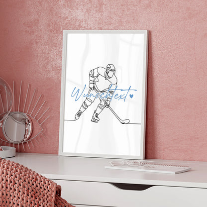 Personalisiertes Poster Lineart Eishockey Geschenk Sohn & Bruder für Eishockeyspieler Eishockeyspielerin Ice hockey
