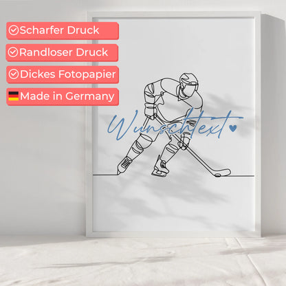 Personalisiertes Poster Lineart Eishockey Geschenk Sohn & Bruder für Eishockeyspieler Eishockeyspielerin Ice hockey