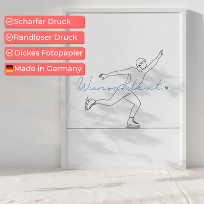 Lineart Poster Personalisiert Eislaufen Geschenk Sohn & Bruder für Eisläufer Eisläuferin Ice skating