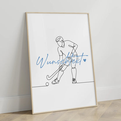 Lineart Poster Feldhockey Geschenk Sohn & Bruder für Feldhockeyspieler Feldhockeyspielerin Field hockey