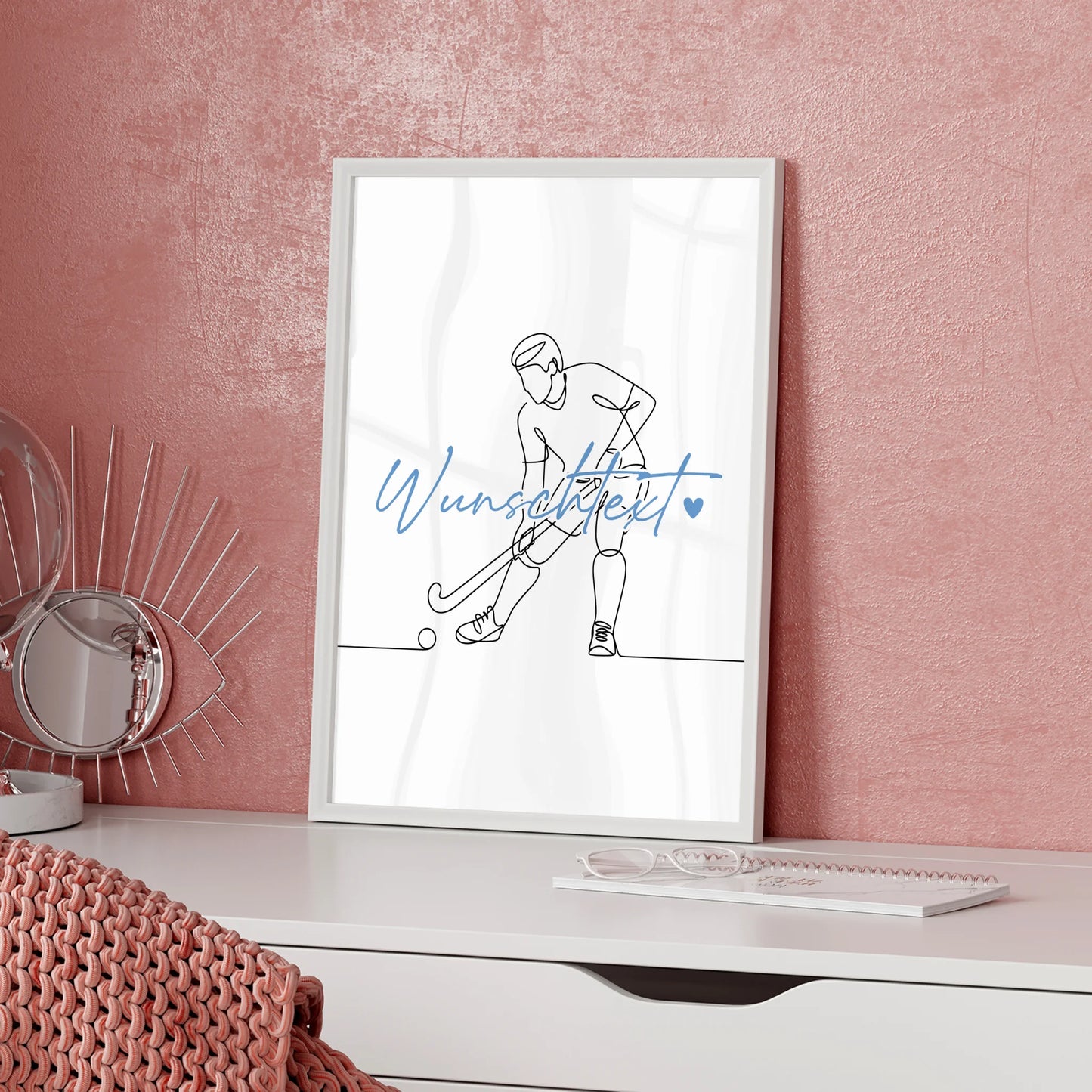 Lineart Poster Feldhockey Geschenk Sohn & Bruder für Feldhockeyspieler Feldhockeyspielerin Field hockey