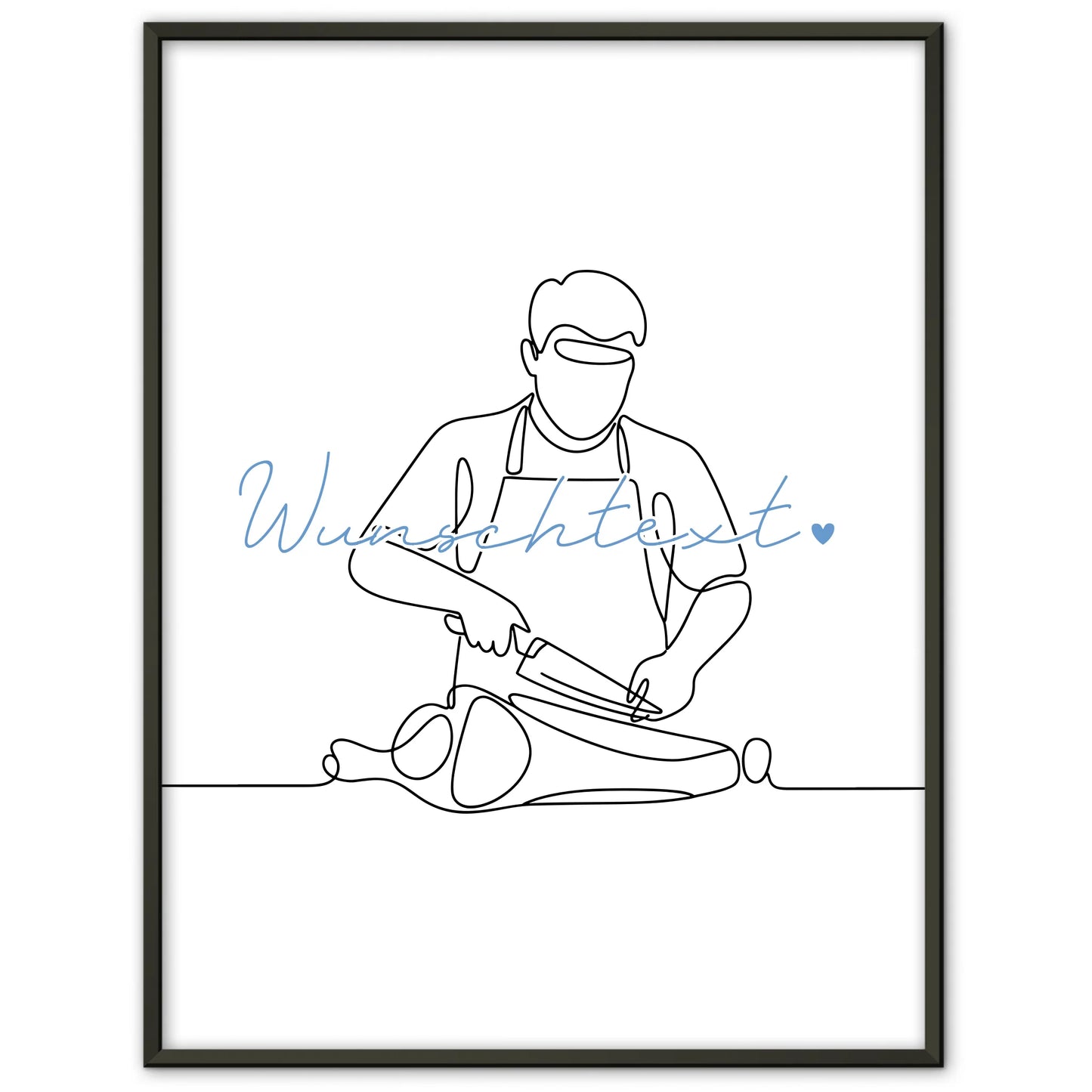 Personalisiertes Poster Lineart Fleischer Geschenk Sohn & Bruder für Fleischer Fleischerin butcher
