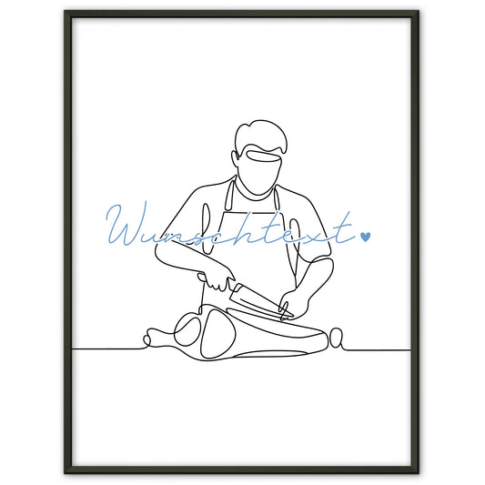 Personalisiertes Poster Lineart Fleischer Geschenk Sohn & Bruder für Fleischer Fleischerin butcher