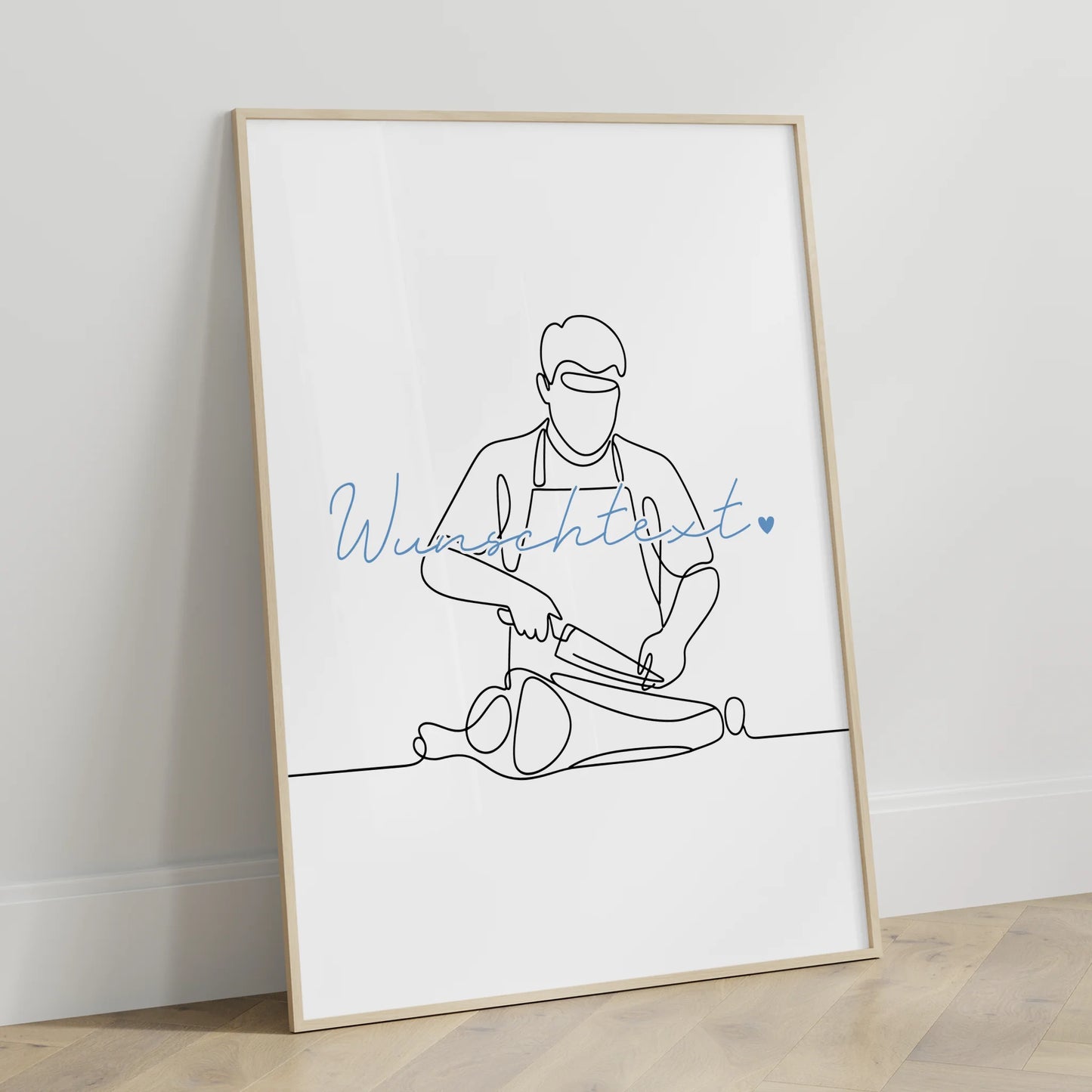Personalisiertes Poster Lineart Fleischer Geschenk Sohn & Bruder für Fleischer Fleischerin butcher