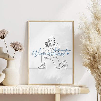 Lineart Poster Personalisiert Fotograf Geschenk Sohn & Bruder für Fotograf Fotografin photographer