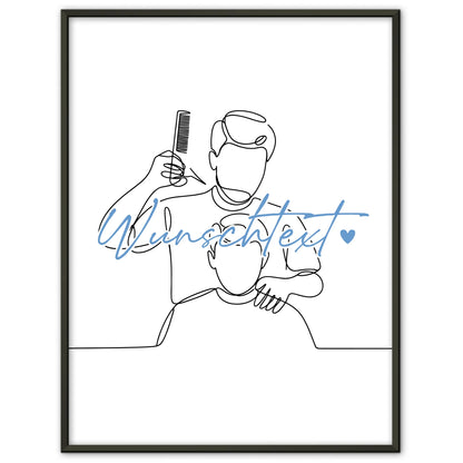 Personalisiertes Poster Lineart Friseur Geschenk Sohn & Bruder für Friseur Friseurin Barber