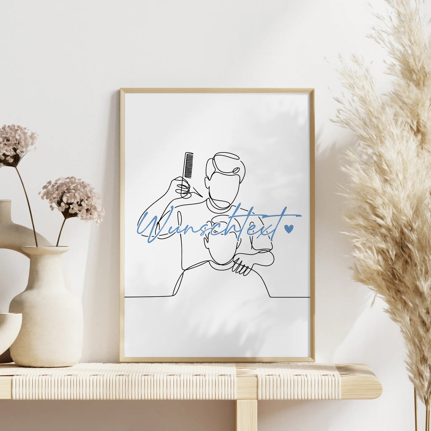 Personalisiertes Poster Lineart Friseur Geschenk Sohn & Bruder für Friseur Friseurin Barber