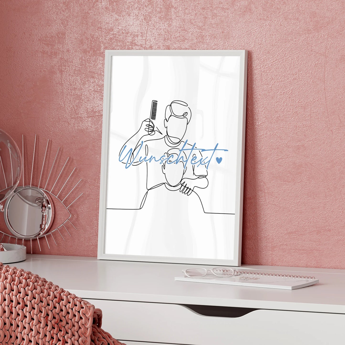 Personalisiertes Poster Lineart Friseur Geschenk Sohn & Bruder für Friseur Friseurin Barber