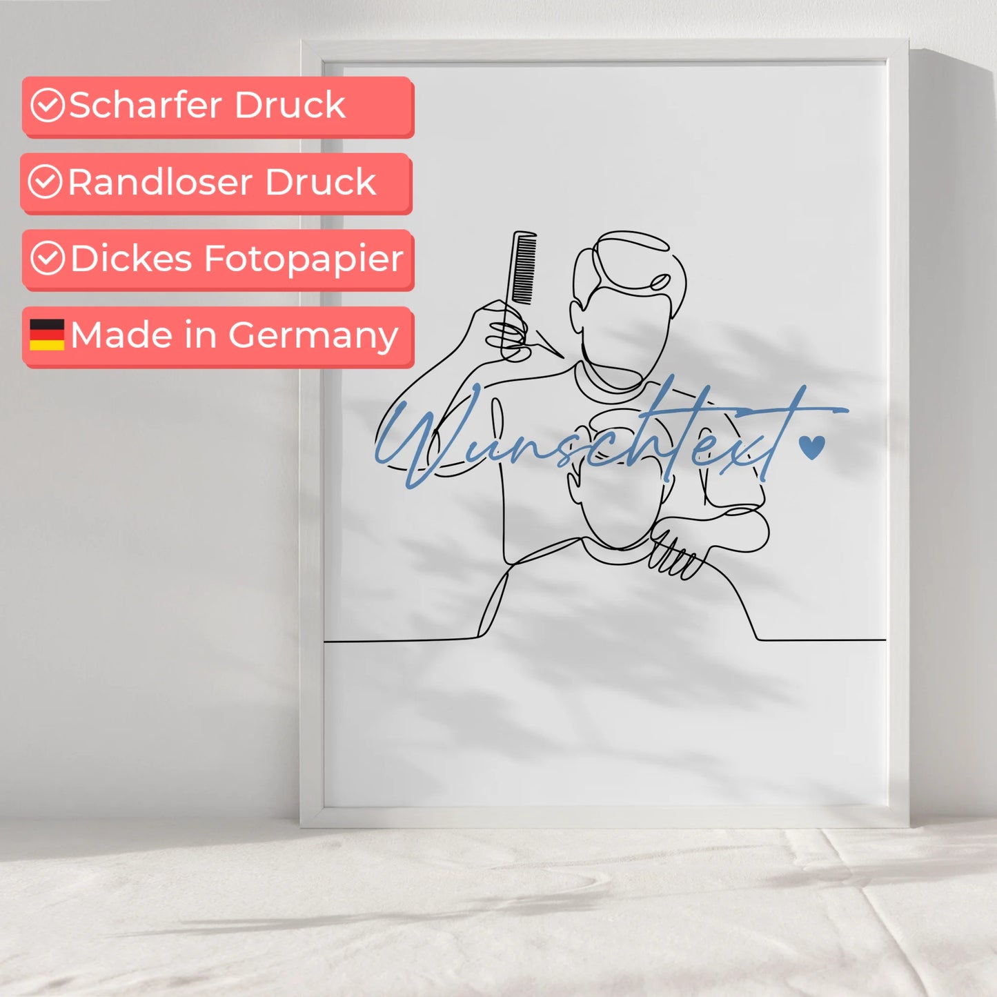 Personalisiertes Poster Lineart Friseur Geschenk Sohn & Bruder für Friseur Friseurin Barber
