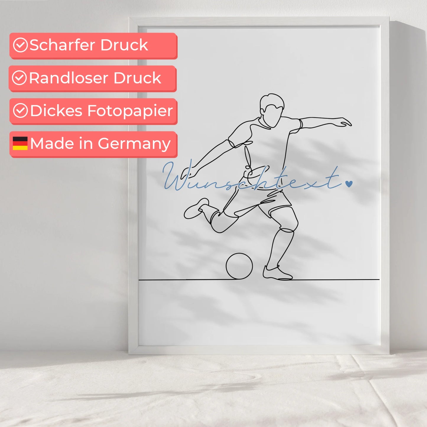 Lineart Poster Personalisiert Fußball Geschenk Sohn & Bruder für Fußballer Fußballerin football