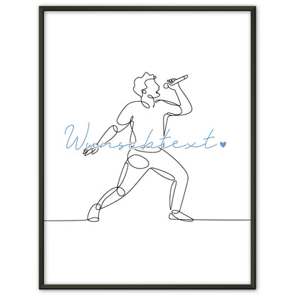 Personalisiertes Poster Lineart Gesang Geschenk Sohn & Bruder für Sänger Sängerin singing