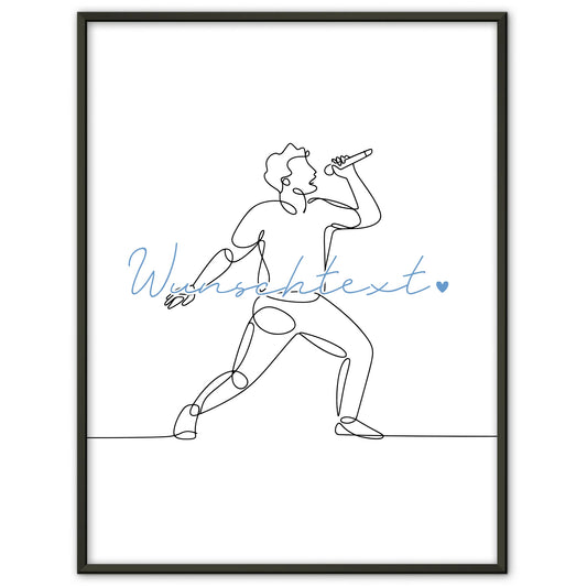 Personalisiertes Poster Lineart Gesang Geschenk Sohn & Bruder für Sänger Sängerin singing