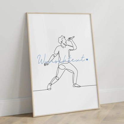 Personalisiertes Poster Lineart Gesang Geschenk Sohn & Bruder für Sänger Sängerin singing