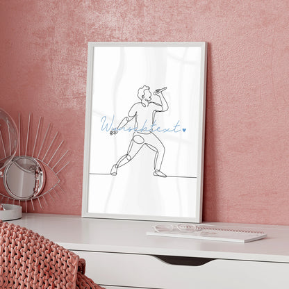 Personalisiertes Poster Lineart Gesang Geschenk Sohn & Bruder für Sänger Sängerin singing