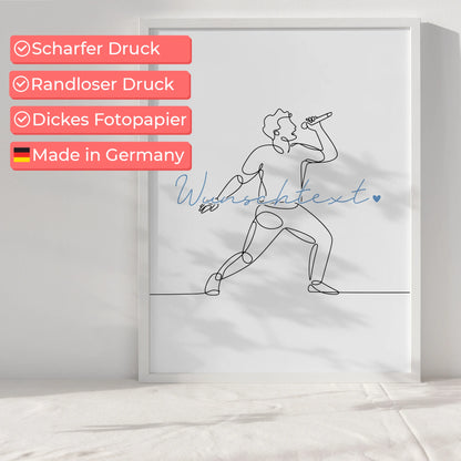 Personalisiertes Poster Lineart Gesang Geschenk Sohn & Bruder für Sänger Sängerin singing