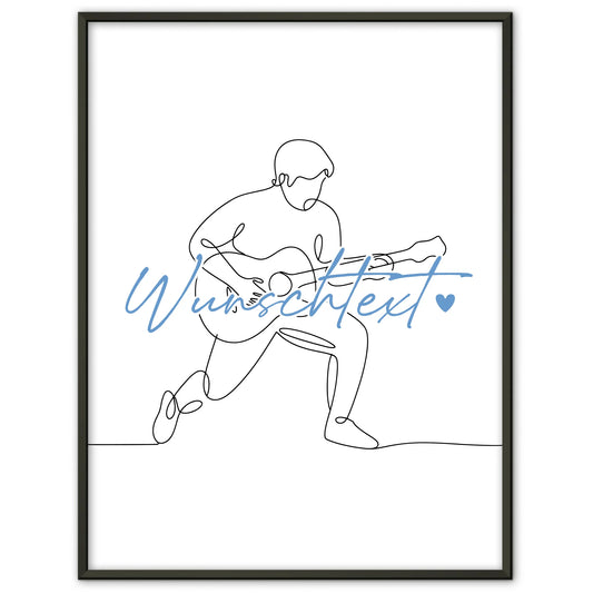 Lineart Poster Personalisiert Gitarre Geschenk Sohn & Bruder für Gitarrist Gitarristin guitar