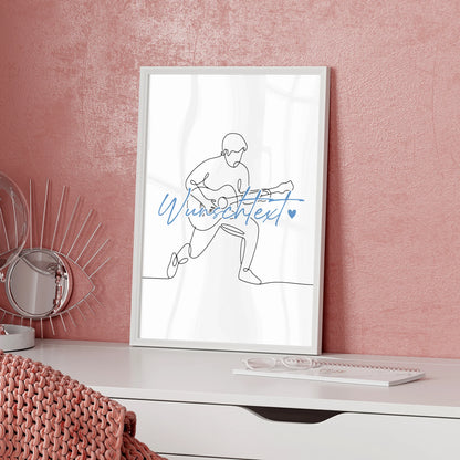 Lineart Poster Personalisiert Gitarre Geschenk Sohn & Bruder für Gitarrist Gitarristin guitar
