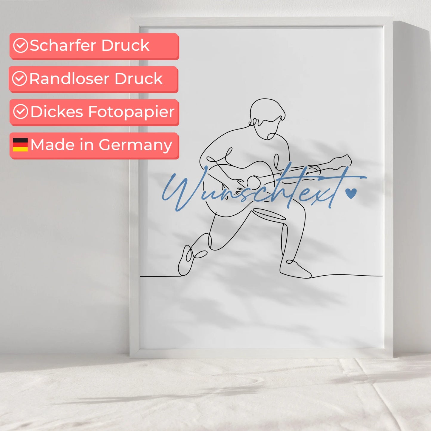Lineart Poster Personalisiert Gitarre Geschenk Sohn & Bruder für Gitarrist Gitarristin guitar