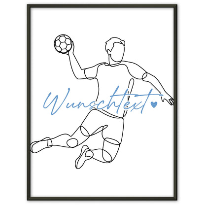 Personalisiertes Poster Lineart Handball Geschenk Sohn & Bruder für Handballer Handballerin Handball