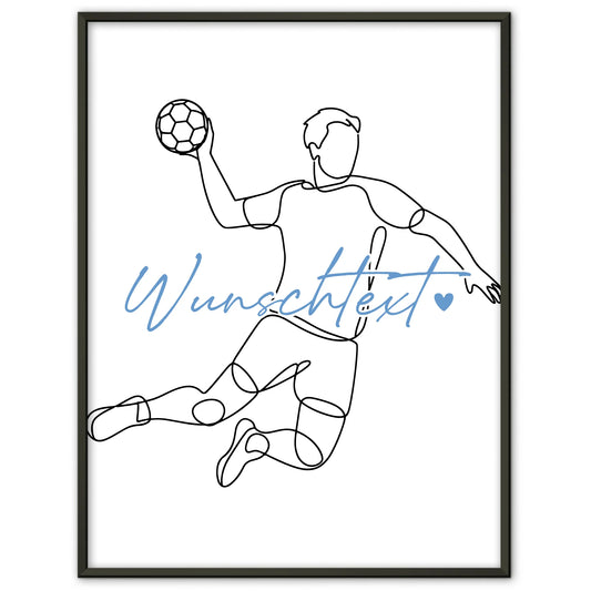 Personalisiertes Poster Lineart Handball Geschenk Sohn & Bruder für Handballer Handballerin Handball