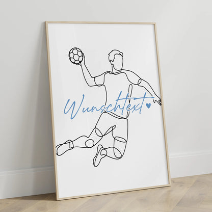 Personalisiertes Poster Lineart Handball Geschenk Sohn & Bruder für Handballer Handballerin Handball