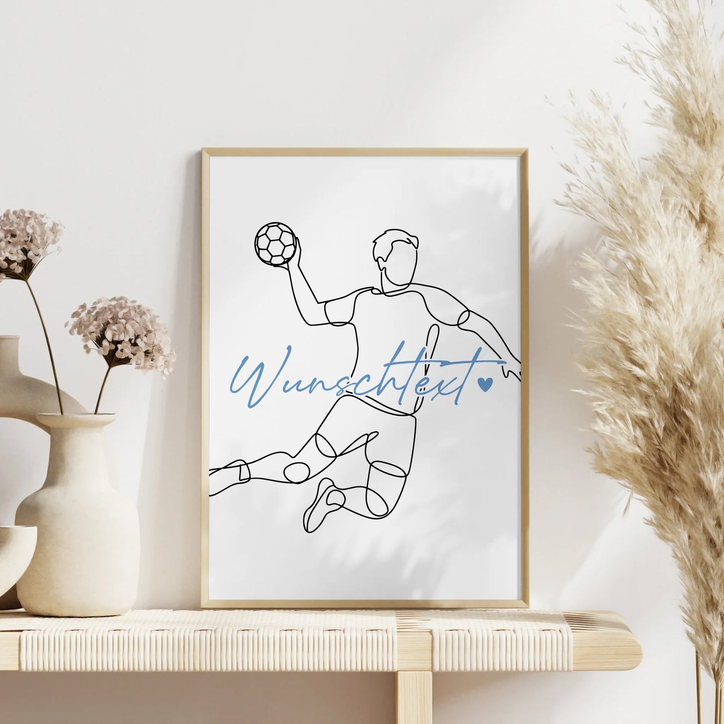 Personalisiertes Poster Lineart Handball Geschenk Sohn & Bruder für Handballer Handballerin Handball