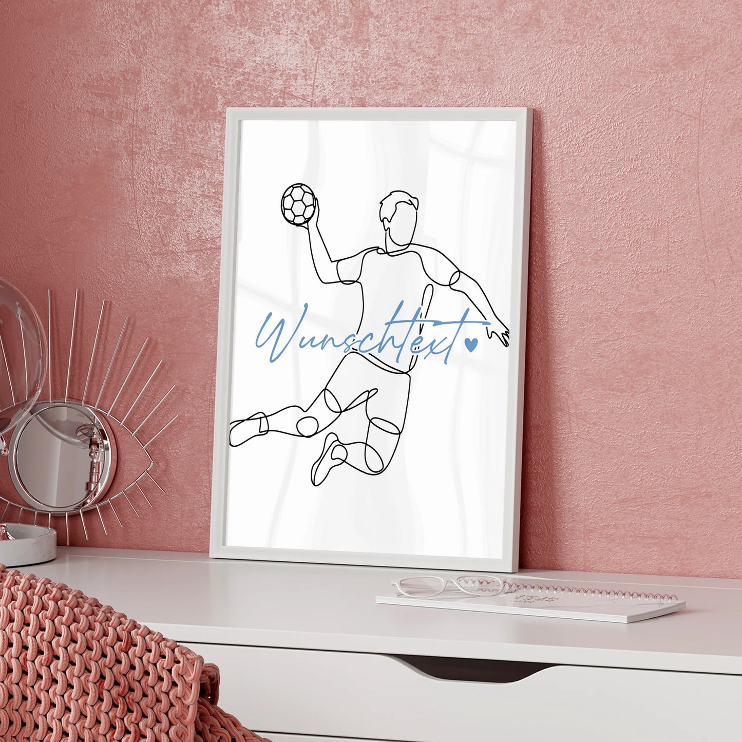 Personalisiertes Poster Lineart Handball Geschenk Sohn & Bruder für Handballer Handballerin Handball
